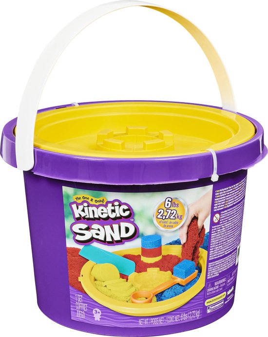 Kinetic Sand - SEAU DE SABLE 2,72 KG + OUTILS - Avec 3 couleurs de sable et  3 outils