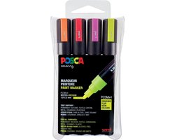 foto van Posca 5M verfstiften (paint markers), set a 4 NEON kleuren
