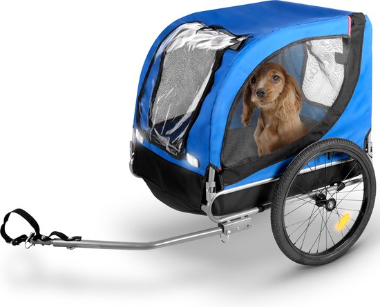 Foto: Bicycle gear hondenfietskar fietskar hond fietsaanhanger voor honden tot max 40 kg hondenkar opvouwbaar hondenkar met reflectoren en verstelbare regenhoes blauw