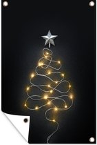 Muurdecoratie Stilleven - Kerstboom - Lichtjes - 120x180 cm - Tuinposter - Tuindoek - Buitenposter