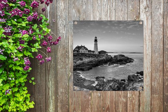 Posters de jardin Pierre - Mer - Phare - 50x50 cm - Toile jardin - Affiche extérieure