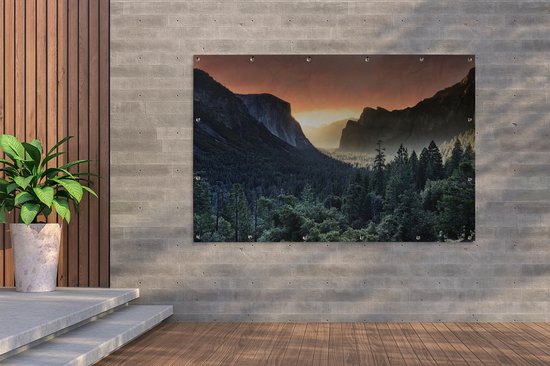 Lever de soleil brumeux dans le parc national de Yosemite aux USA Affiche de jardin 180x120 cm - Toile de jardin / Toile d'extérieur / Peintures d'extérieur (décoration de jardin) XXL / Groot format!