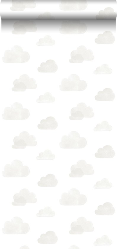 ESTAhome behang wolkjes lichtgrijs en wit - 138945 - 53 cm x 10,05 m