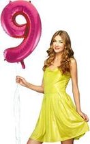 Pink cijfer ballon 9 inclusief helium gevuld.