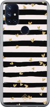 OnePlus Nord N10 5G hoesje siliconen - Hart streepjes | OnePlus Nord N10 5G case | zwart | TPU backcover transparant