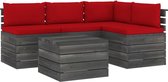 Medina 5-delige Loungeset met kussens pallet massief grenenhout