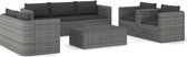 Medina 8-delige Loungeset met kussens poly rattan grijs