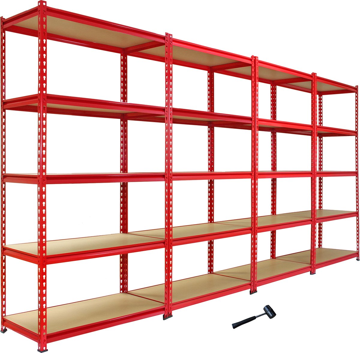 Stelling Rack Z-rax 4 x Stellingkasten + 1 x Z-rax Hoek stelling - 90 cm breed - Rood ...