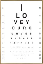 JUNIQE - Poster met kunststof lijst Eye Chart I Love You -13x18 /Wit &