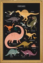 JUNIQE - Poster met houten lijst Dinosaur Friends II -30x45 /Kleurrijk