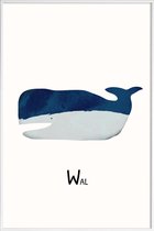 JUNIQE - Poster in kunststof lijst Wal -30x45 /Blauw