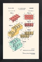 JUNIQE - Poster in houten lijst Legoblokje - Patentopdruk - Kleur