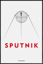 JUNIQE - Poster met kunststof lijst Sputnik 2 -13x18 /Wit