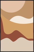 JUNIQE - Poster in kunststof lijst Golden Waves -40x60 /Bruin & Geel