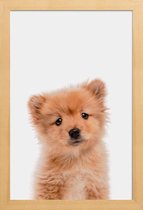 JUNIQE - Poster in houten lijst Puppy II -30x45 /Bruin