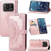 Voor Sharp R6 Mandala Bloem Reliëf Horizontale Flip Lederen Case met Beugel / Kaartsleuf / Portemonnee / Lanyard (Rose Goud)