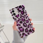 Shell Leopard Pattern Soft TPU Straight-Edge beschermhoes voor iPhone 12 Pro Max (paars)