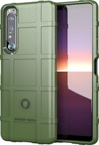 Sony Xperia 1 III Hoesje - Mobigear - Rugged Shield Serie - TPU Backcover - Groen - Hoesje Geschikt Voor Sony Xperia 1 III