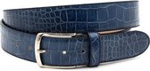 Mooie blauwe jeansriem 4 cm breed - Blauw - Casual - Leer - Taille: 90cm - Totale lengte riem: 105cm