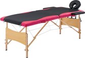 Medina Massagetafel inklapbaar 2 zones hout zwart en roze