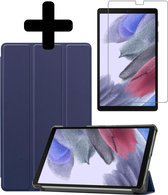 Samsung Galaxy Tab A7 Lite Hoes Book Case Hoesje Met Screenprotector - Samsung Galaxy Tab A7 Lite Hoes (2021) Cover - 8,7 inch - Donker Blauw