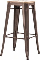 Legend café barkruk - Met houten zitting - Hoog 77 cm - Brons