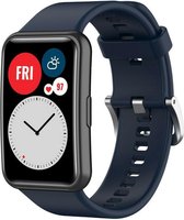 Strap-it Siliconen smartwatch bandje - geschkt voor Huawei Watch Fit / Huawei Watch Fit New - donkerblauw
