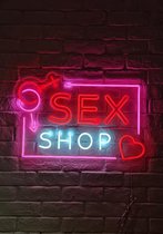 OHNO Neon Verlichting Sex Shop 1 - Neon Lamp - Wandlamp - Decoratie - Led - Verlichting - Lamp - Nachtlampje - Mancave - Neon Party - Kamer decoratie aesthetic - Wandecoratie woonkamer - Wandlamp binnen - Lampen - Neon - Led Verlichting - Roze