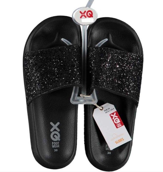 Dames Badslippers | Poolsliders zwart met glitters | bol.com