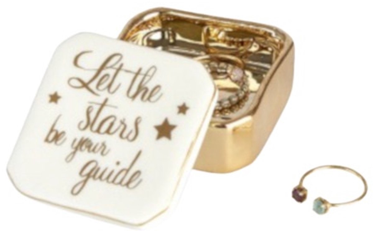 Balvi Sieradendoosje Stars 2,5 X 4,9 Cm Porselein Goud/wit