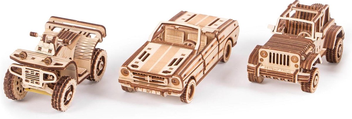 Wood Trick - Modelbouw 3D houten puzzel – Auto set 3 stuks (WDTK079) – 264 stuks - Geen lijm noch verf nodig — afbeelding 10