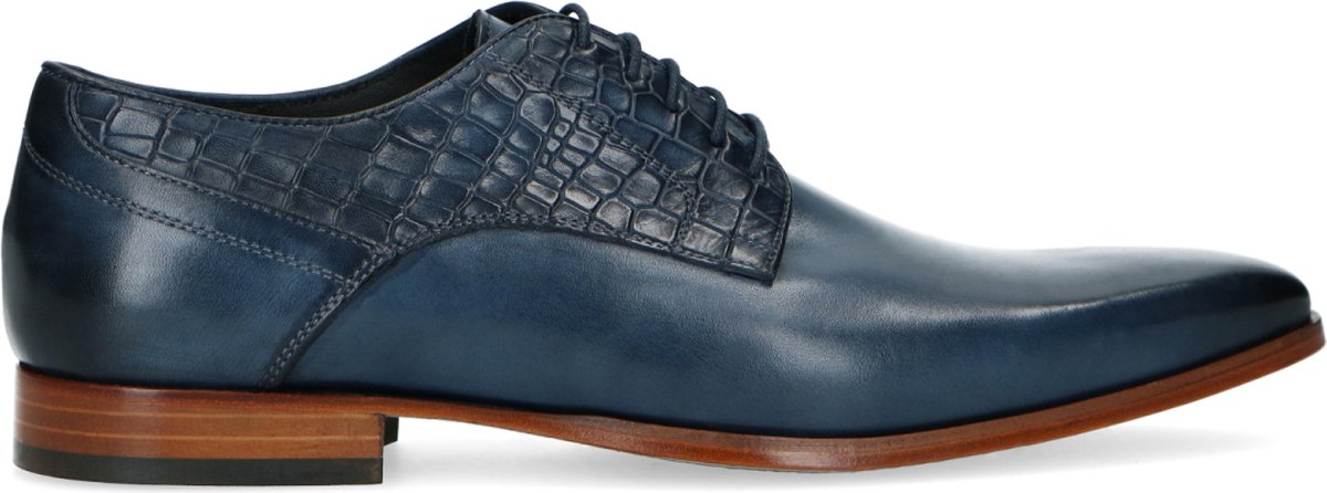 Black label - Heren - Donkerblauwe leren veterschoenen - Maat 43