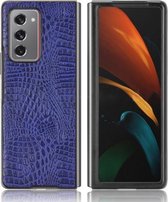 Voor Samsung Galaxy Z Fold2 / Z Fold2 5G schokbestendige krokodiltextuur PC + PU-hoes (blauw)