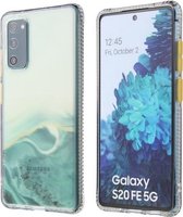 Voor Samsung Galaxy S20 FE marmerpatroon glitterpoeder schokbestendig TPU-hoesje met afneembare knoppen (groen)