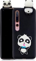 Voor Xiaomi Mi 10 schokbestendige 3D-liggende cartoon TPU-beschermhoes (panda met blauwe strik)