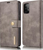 Voor Samsung Galaxy A52 5G DG.MING Crazy Horse Texture Flip afneembare magnetische lederen tas met houder & kaartsleuven & portemonnee (grijs)
