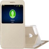 Voor Huawei Honor 9 Lite Litchi Texture Horizontale Flip Leather Case met Call Display ID (Goud)