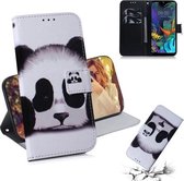 Schilderen Patroon Gekleurde Tekening Horizontale Leren Flip Case met Houder & Kaartsleuven & Portemonnee voor LG K50 (Panda)