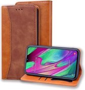 Voor Samsung Galaxy A40 Business Stitching Horizontale Flip lederen tas met dubbele vouw & beugel & kaartsleuven & fotolijst & portemonnee (bruin)