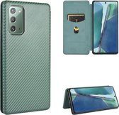 Voor Samsung Galaxy Note20 Carbon Fiber Texture Magnetische Horizontale Flip TPU + PC + PU Leather Case met Card Slot (Groen)