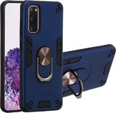 Voor Samsung Galaxy S20 2 in 1 Armor Series PC + TPU beschermhoes met ringhouder (saffierblauw)