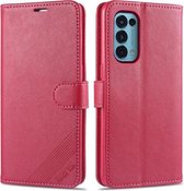 Voor OPPO Reno5 4G AZNS Magnetische Kalf Textuur Horizontale Flip Leren Case met Kaartsleuven & Houder & Portemonnee (Rood)