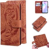 Voor Xiaomi Redmi 9A Tiger Embossing Pattern Horizontale Flip lederen tas met houder & kaartsleuven & portemonnee (bruin)