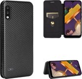 Voor LG K22 koolstofvezel textuur magnetische horizontale flip TPU + pc + PU lederen tas met kaartsleuf (zwart)