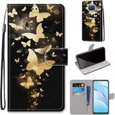 Voor Xiaomi Mi 10T Lite 5G Gekleurde tekening Cross Texture Horizontale Flip PU lederen hoes met houder & kaartsleuven & portemonnee & Lanyard (Golden Butterfly Group)