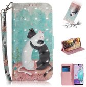 Voor LG K31 3D Gekleurde Tekening Horizontale Flip Leren Case met Houder & Kaartsleuven & Portemonnee & Lanyard (Zwart Wit Kat)