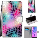 Voor Xiaomi Redmi 9 Gekleurde Tekening Cross Textuur Horizontale Flip PU Lederen Case met Houder & Kaartsleuven & Portemonnee & Lanyard (Doorschijnend Glas)
