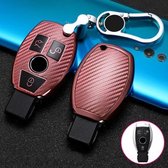 Voor Mercedes-Benz C-Klasse 3-knops B-versie Auto TPU-sleutel Beschermhoes Sleutelhoes met sleutelring (roze)
