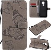 Voor Xiaomi Redmi Note 9 / 10X 4G 3D Vlinders Embossing Patroon Horizontale Flip Leren Case met Houder & Kaartsleuf & Portemonnee (Grijs)