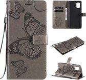 Voor Samsung Galaxy M51 3D vlinders reliëf patroon horizontale flip lederen tas met houder & kaartsleuf & portemonnee (grijs)